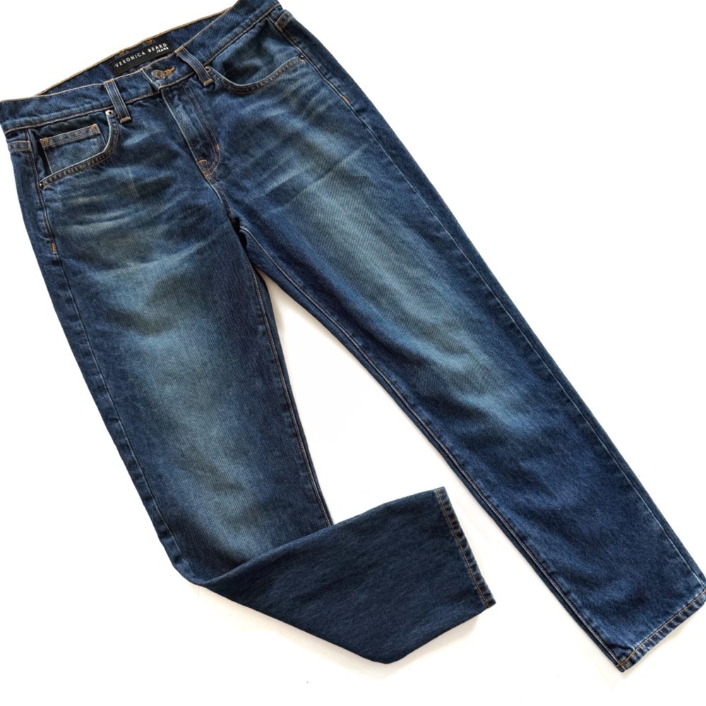 Veronica Beard Jeans Womens 24 00 Mid Rise Slim Straight Dark Wash